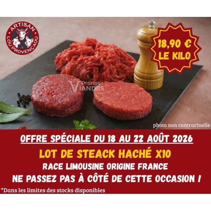 OFFRE SPÉCIALE LOT DE STEACK HACHÉ X10